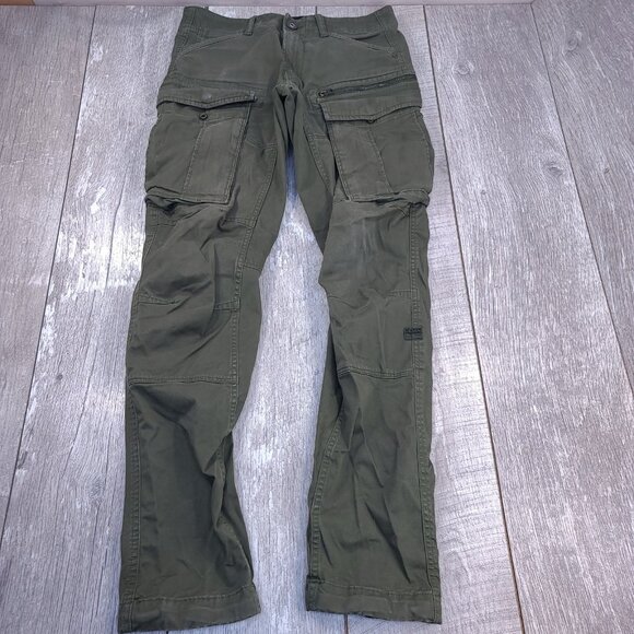 G-Star Raw Pants Mens 29x34 Green Rovic 3D Tapered Cargo Army Pockets - Picture 1 of 12